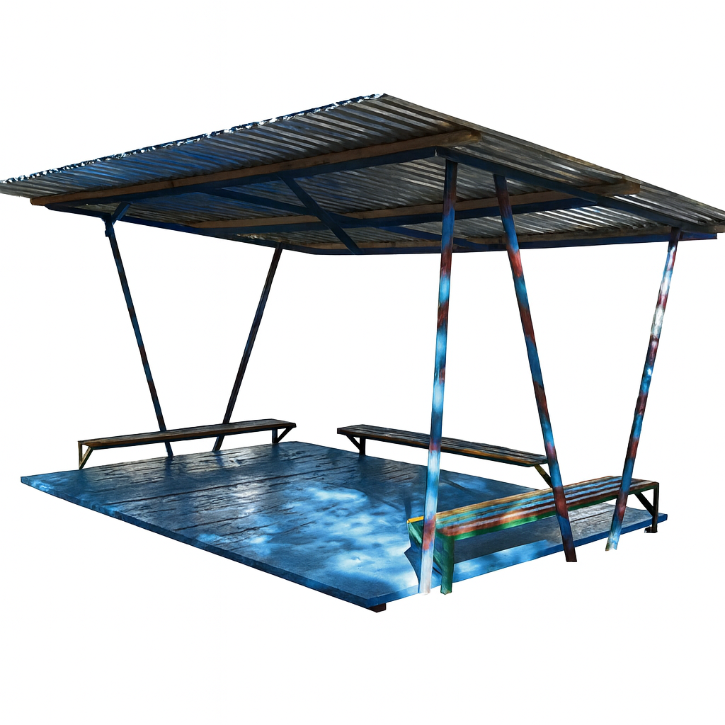 Беседка с деревянным настилом