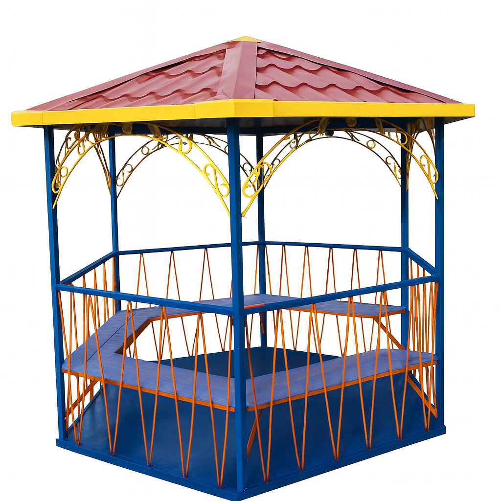 Беседка шестигранная с деревянным настилом